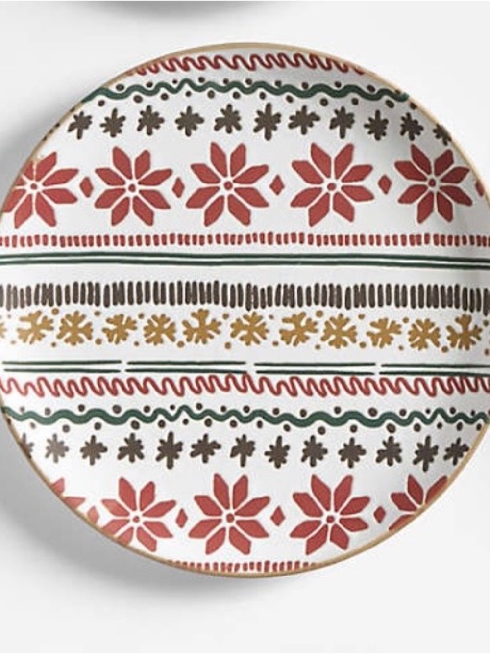 New! Crate&Barrel Nordic Fair Isle Stoneware Salad Plate